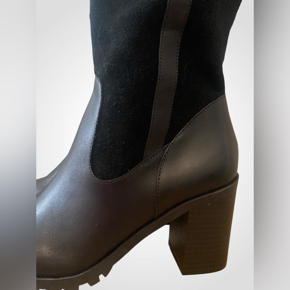 Giani Bernini | GB Kaidyn Black Genuine Leather & Suede Knee High Boots NWOB 7.5 - Picture 7 of 12